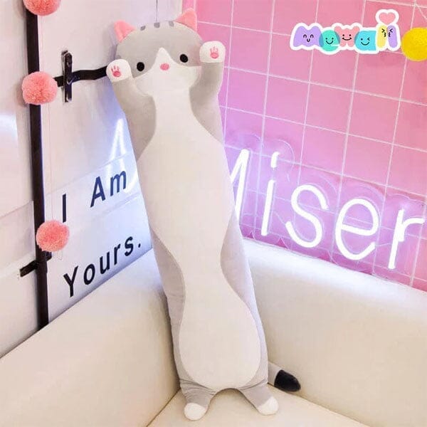 Extra Long Animal Plush Toy 4.5ft Body Pillow - Grey Tabby Cat - Image 4
